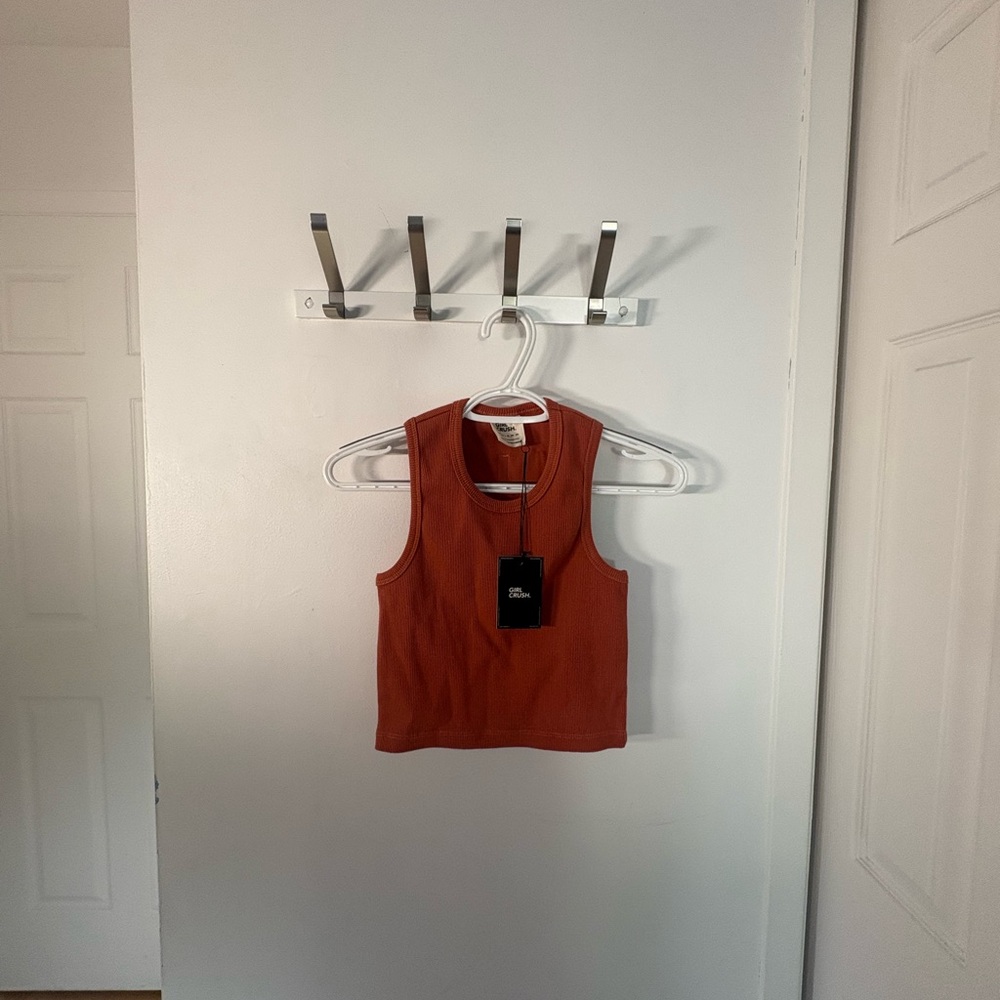 Sleeveless Orange Ribbed Top - Picture 6 of 16